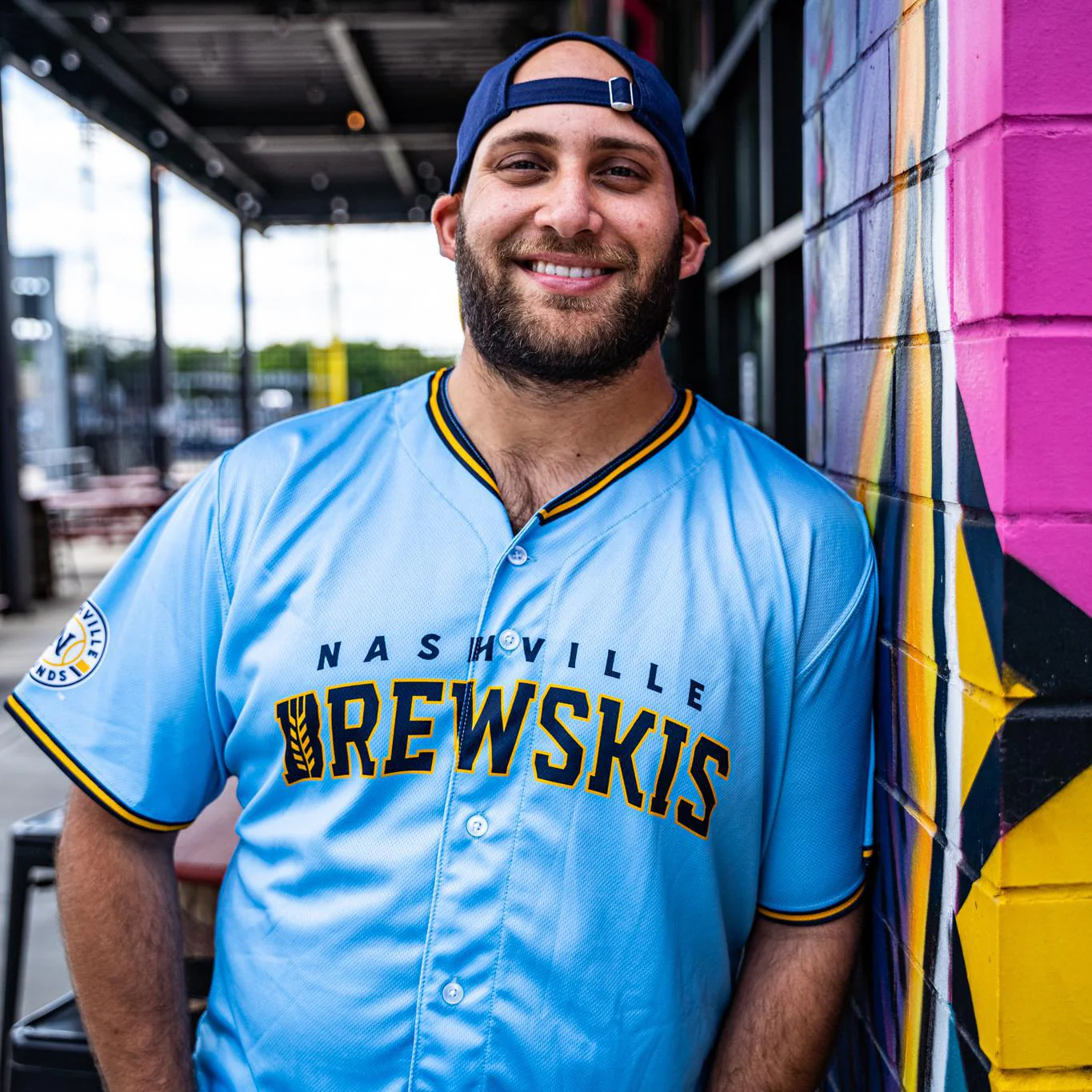 Nashville Sounds EvoShield Adult Authentic Powder Blue Brewskis Jersey - Image 4