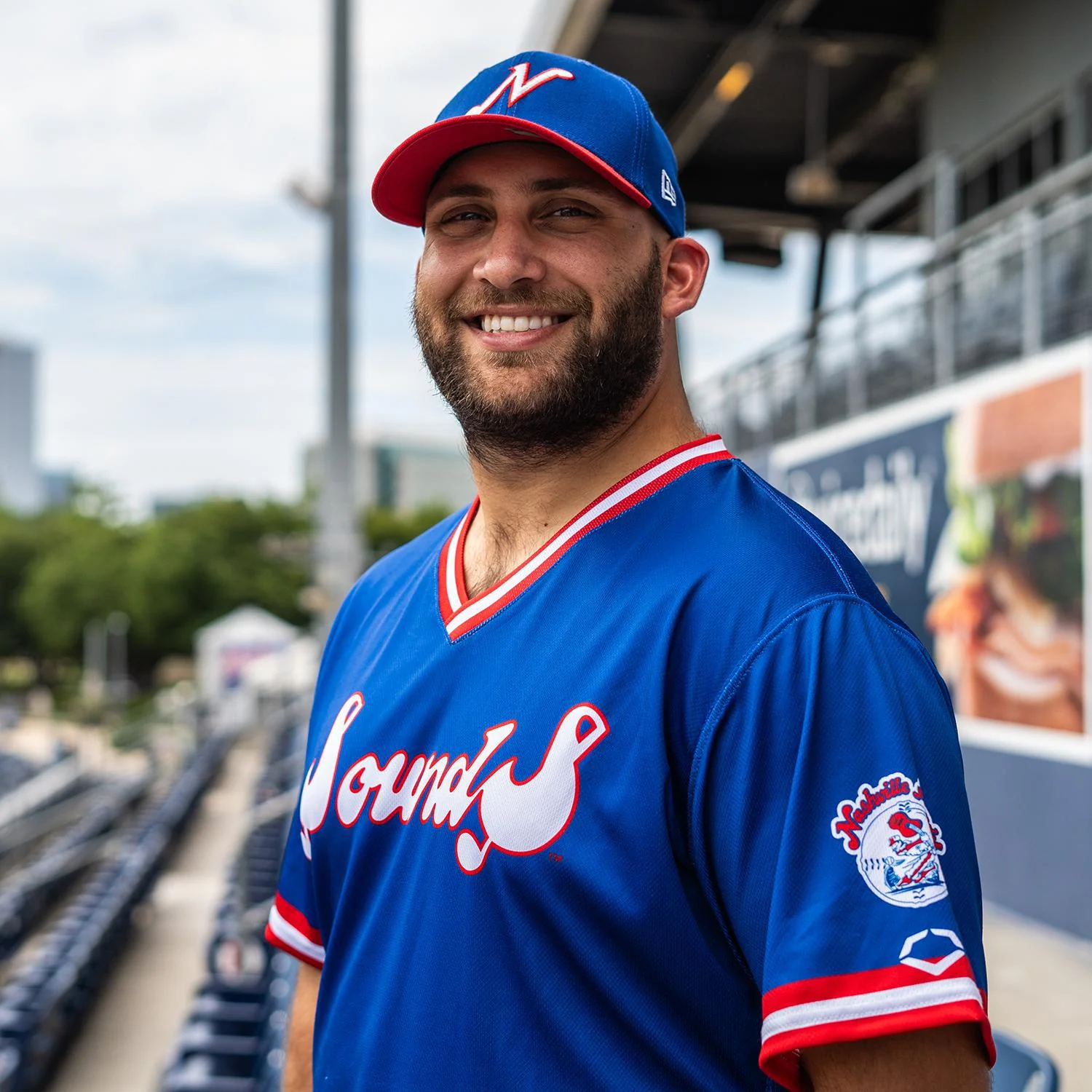 Nashville Sounds EvoShield Adult Royal Throwback Authentic Jersey - Image 4